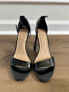 Cityclassified Black Patent Ankle-Strap Heels